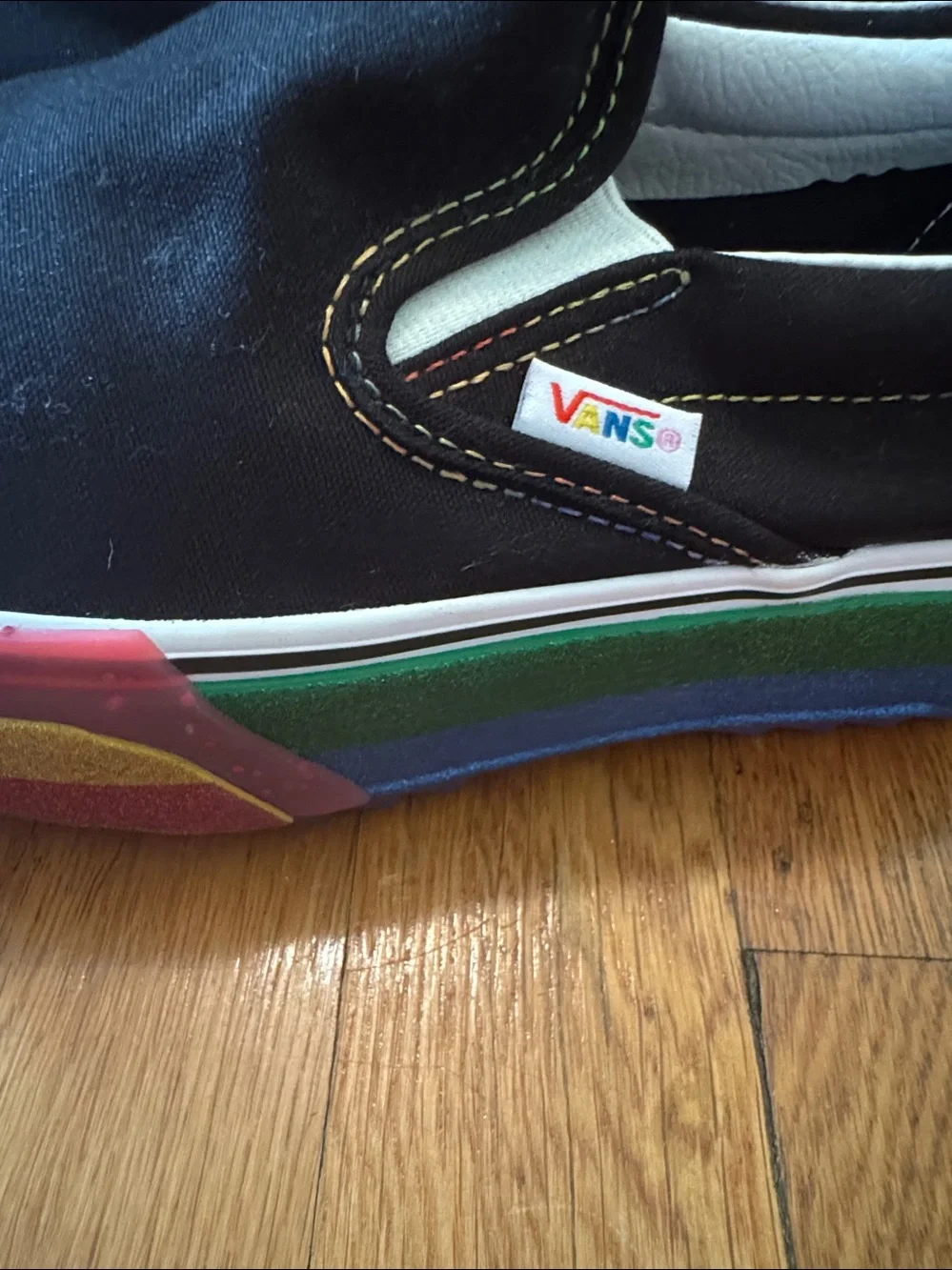 VANS Classic Slip-on Stacked Platform Rainbow Sneaker